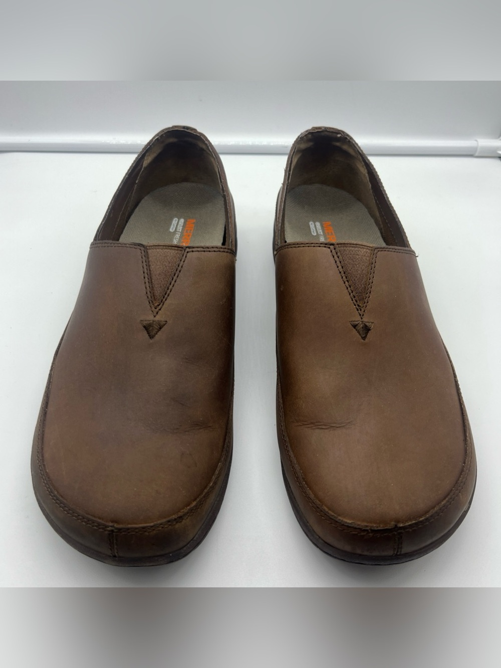 Merrell Women's Encore Kassie Leather Slip-On Loafers Brown Sz  9 Walking Shoes